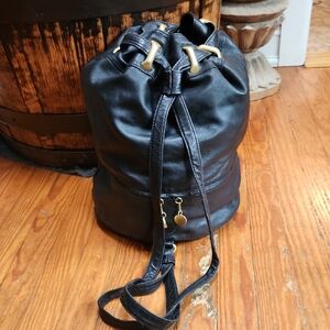Gold and Black Bucket-Style Backpack